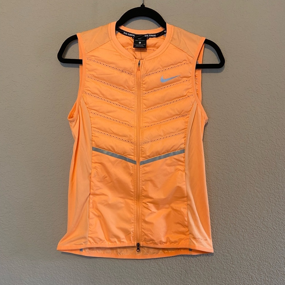 NWT NIKE AEROLOFT 800 DOWN FLASH RUNNING GILET VEST SIZE S (799849 835) orange - Picture 1 of 6